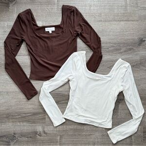 Olive & Oak Brown and White Long Sleeve Set